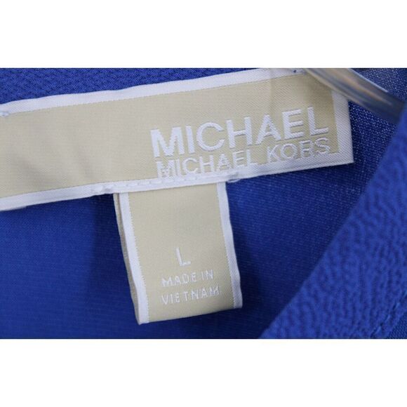 Michael Kors Dress Women's L Tide Blue Shift Flutter Sleeves Crepe Lined Nwt - Picture 7 of 8